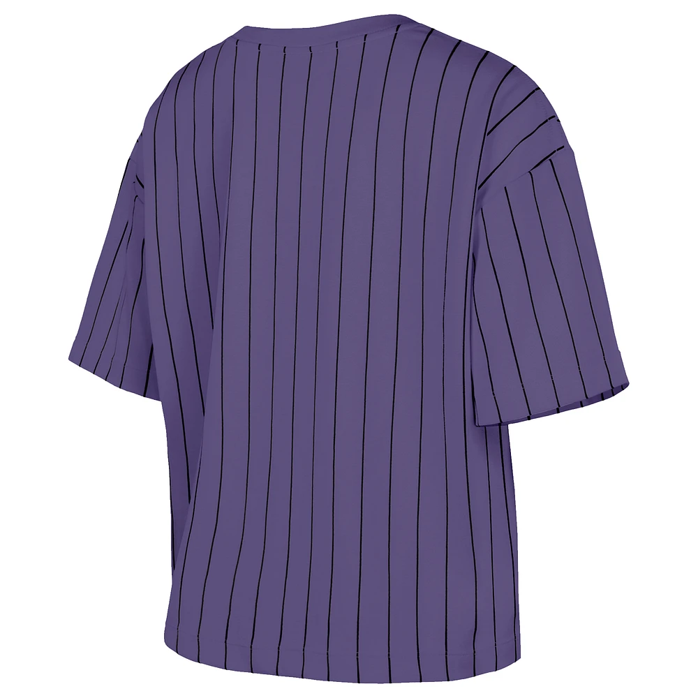 T-shirt court à rayures violettes City Connect Multiplier Tampa Bay Rays New Era pour femme