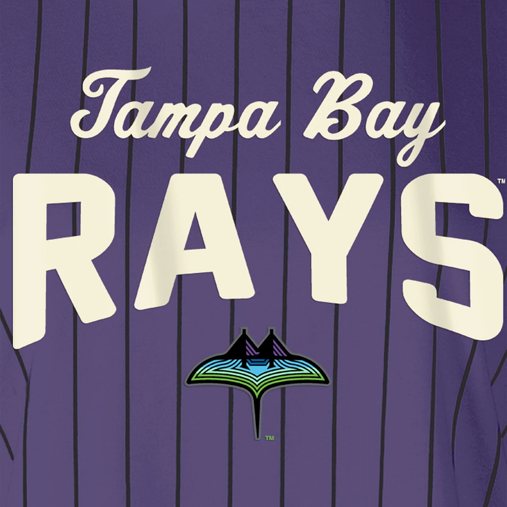 T-shirt court à rayures violettes City Connect Multiplier Tampa Bay Rays New Era pour femme