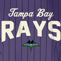 T-shirt court à rayures violettes City Connect Multiplier Tampa Bay Rays New Era pour femme