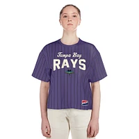 T-shirt court à rayures violettes City Connect Multiplier Tampa Bay Rays New Era pour femme