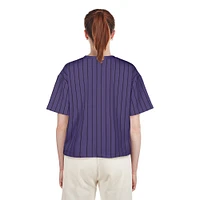 T-shirt court à rayures violettes City Connect Multiplier Tampa Bay Rays New Era pour femme