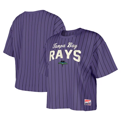 T-shirt court à rayures violettes City Connect Multiplier Tampa Bay Rays New Era pour femme