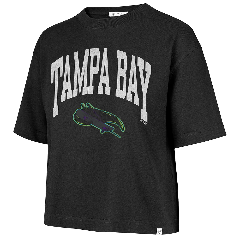 Women's '47  Black Tampa Bay Rays City Connect Shale Drop Shoulder Cropped T-Shirt