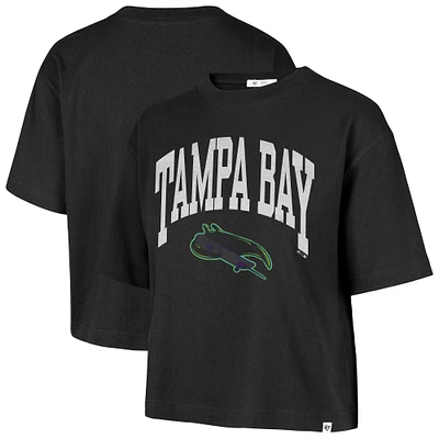 Women's '47  Black Tampa Bay Rays City Connect Shale Drop Shoulder Cropped T-Shirt