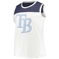 Women's '47 White/Navy Tampa Bay Rays Plus Waist Length Muscle Tank Top