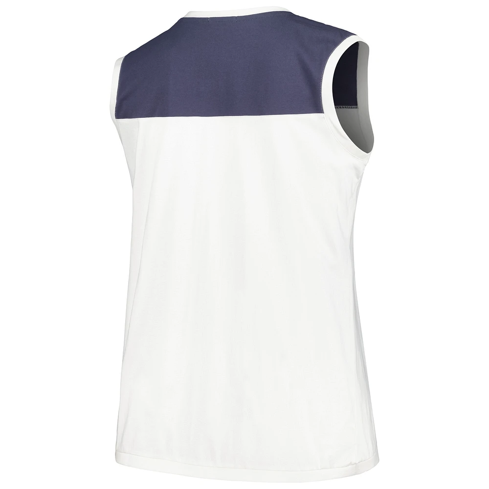 Women's '47 White/Navy Tampa Bay Rays Plus Waist Length Muscle Tank Top