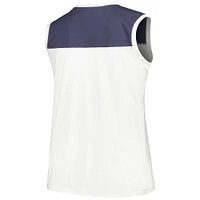 Women's '47 White/Navy Tampa Bay Rays Plus Waist Length Muscle Tank Top