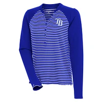 T-shirt à manches longues Henley Maverick Antigua Royal/White pour femme des Tampa Bay Rays