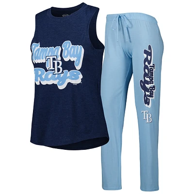 Concepts Sport Bleu clair/Marine Tampa Bay Rays Wordmark Meter Muscle Débardeur et pantalon Ensemble de nuit