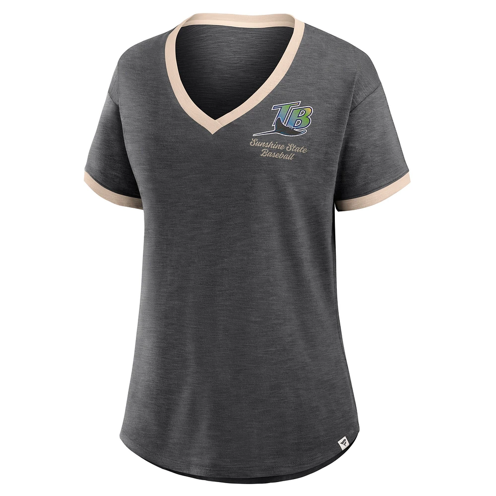 Women's Fanatics Black Tampa Bay Rays Binge Worthy Stadium Slub V-Neck T-Shirt