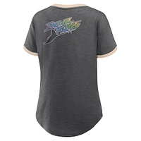Women's Fanatics Black Tampa Bay Rays Binge Worthy Stadium Slub V-Neck T-Shirt