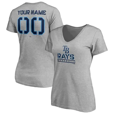 Tampa Bay Rays Fanatics Branded Women's Official Logo Long Sleeve V-Neck T- Shirt - Navy