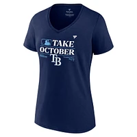 T-shirt à col en V pour femmes Fanatics Navy Tampa Bay Rays 2023 Post-saison Locker Room