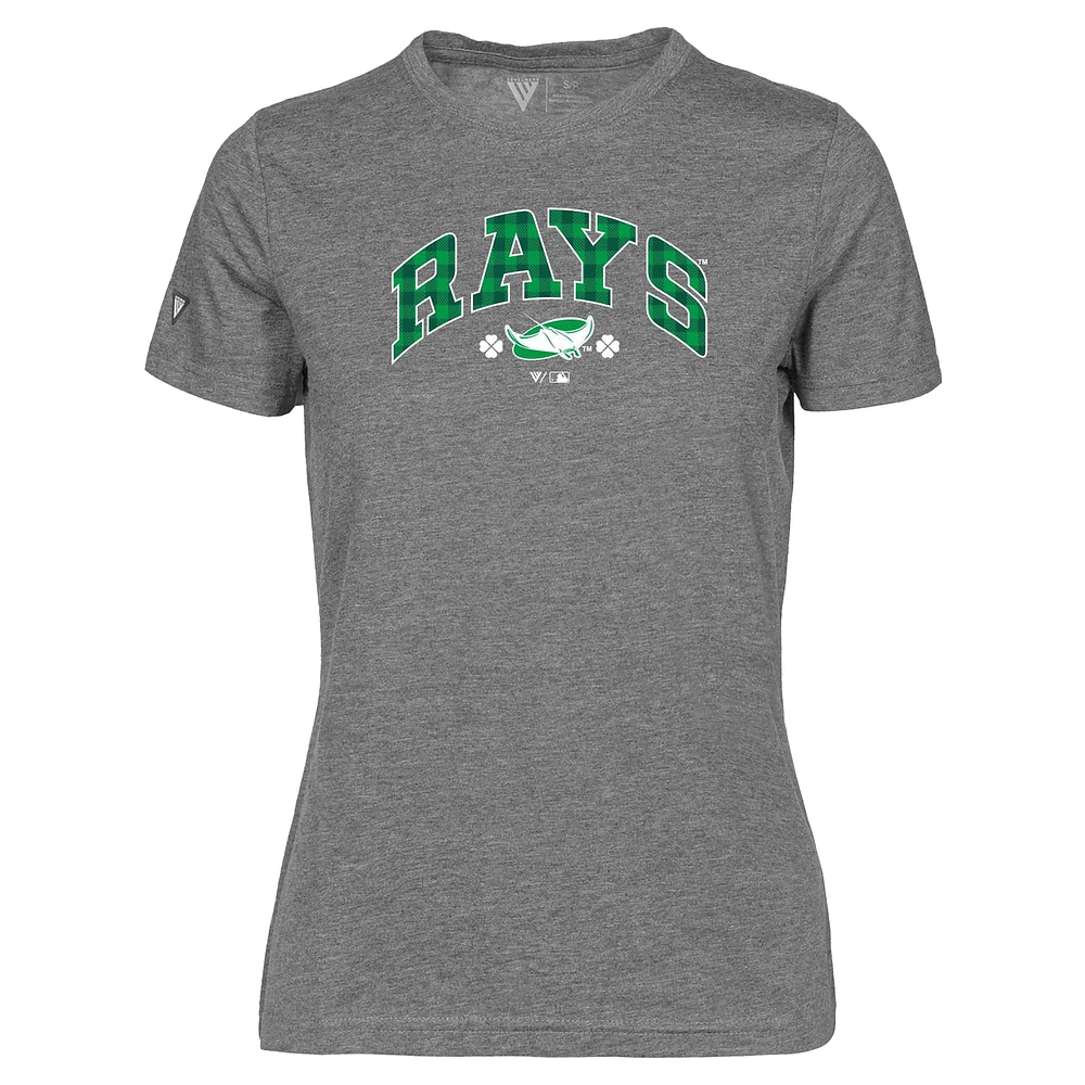 T-shirt à carreaux Maddox pour la Saint-Patrick des Tampa Bay Rays femme, gris, Levelwear