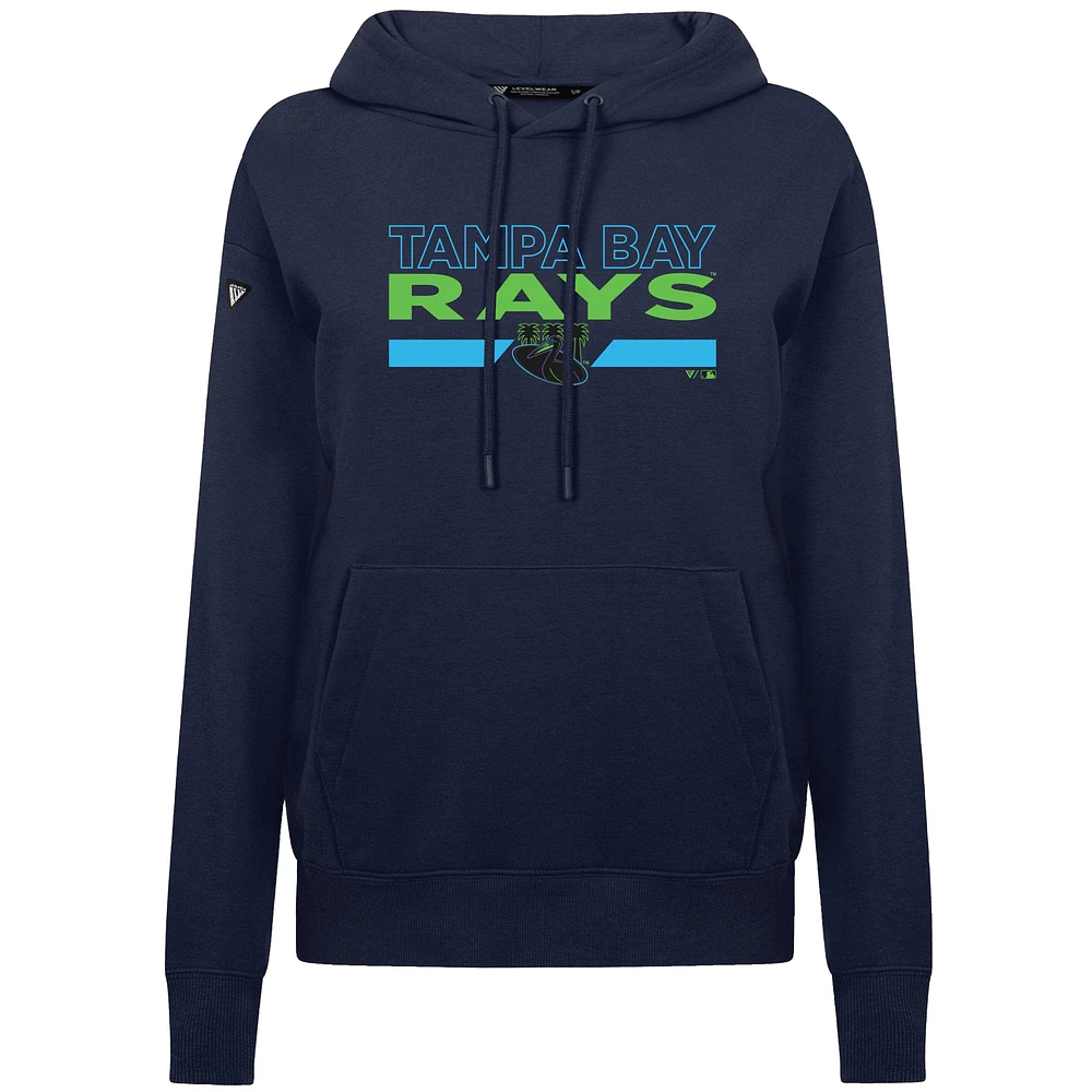 Women's Levelwear  Navy Tampa Bay Rays City Connect Adorn No Hitter Pullover Hoodie