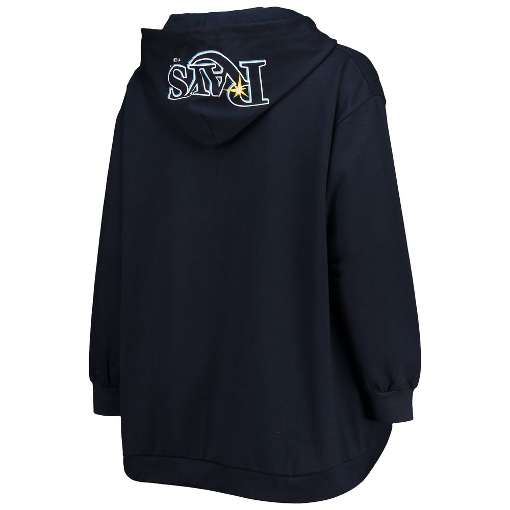 Women's Navy Tampa Bay Rays Plus Lace-Up V-Neck Pullover Hoodie