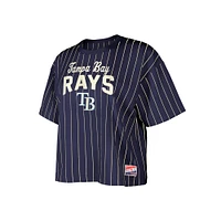 Women's New Era Navy Tampa Bay Rays Cooperstown Collection Multiplier Pinstripe Cropped T-Shirt
