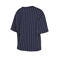 Women's New Era Navy Tampa Bay Rays Cooperstown Collection Multiplier Pinstripe Cropped T-Shirt