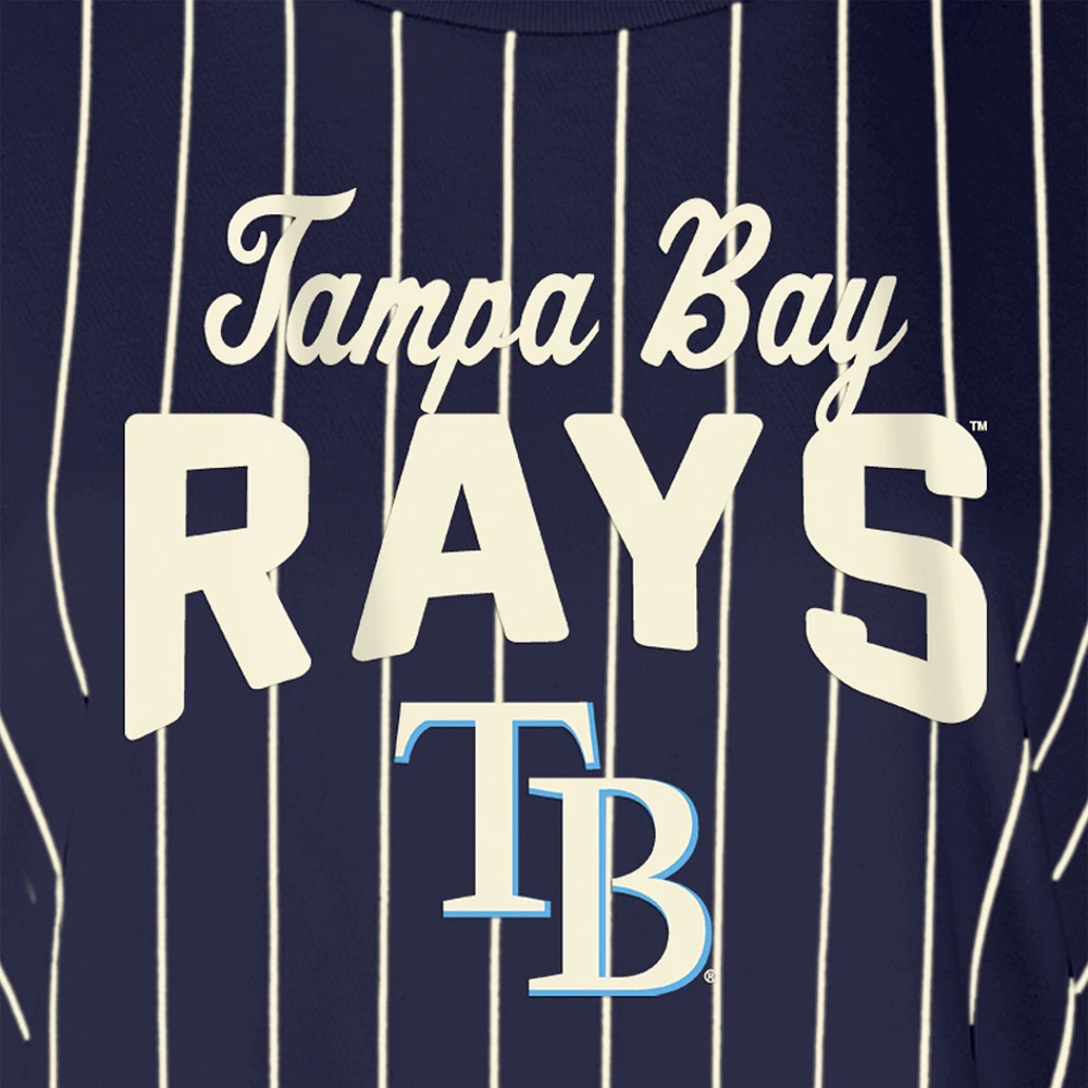 Women's New Era Navy Tampa Bay Rays Cooperstown Collection Multiplier Pinstripe Cropped T-Shirt