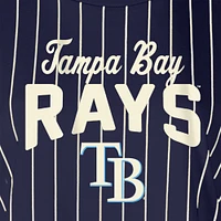 Women's New Era Navy Tampa Bay Rays Cooperstown Collection Multiplier Pinstripe Cropped T-Shirt