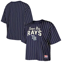 Women's New Era Navy Tampa Bay Rays Cooperstown Collection Multiplier Pinstripe Cropped T-Shirt