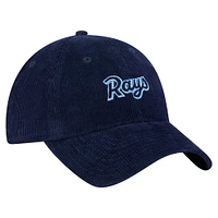Casquette ajustable en velours côtelé 9TWENTY bleu marine Tampa Bay Rays de New Era pour femme