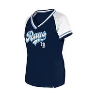 Women's New Era Navy Tampa Bay Rays Gameday Raglan V-Neck T-Shirt
