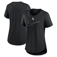 T-shirt Nike noir à encolure dégagée avec gros Swoosh Tri-Blend des Rays de Tampa Bay pour femmes