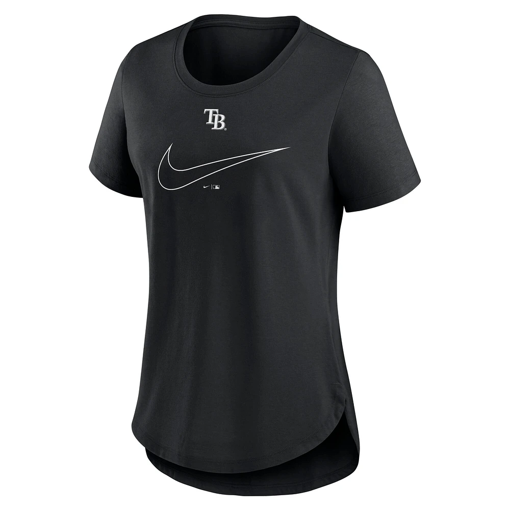 T-shirt Nike noir à encolure dégagée avec gros Swoosh Tri-Blend des Rays de Tampa Bay pour femmes