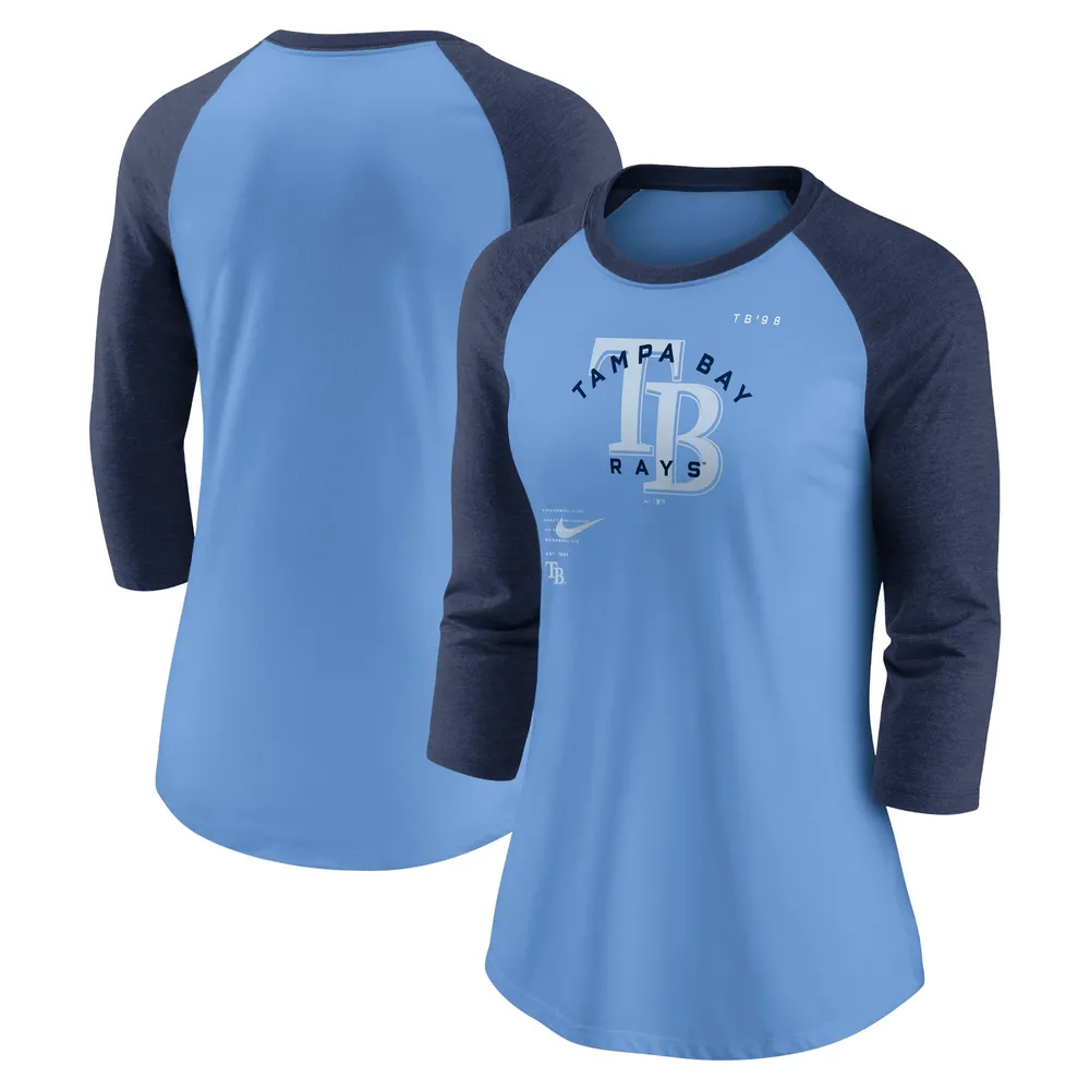 Nike Women's Nike Blue/Navy Tampa Bay Rays Next Up Tri-Blend Raglan  3/4-Sleeve T-Shirt