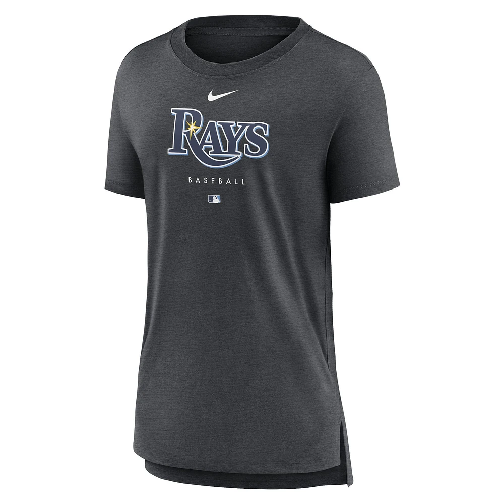 Women's Nike Heather Charcoal Tampa Bay Rays Authentic Collection Early Work Tri-Blend T-Shirt