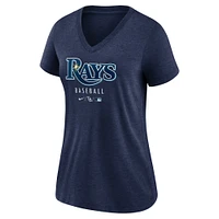 Women's Nike Heather Navy Tampa Bay Rays Authentic Collection Tri-Blend V-Neck T-Shirt
