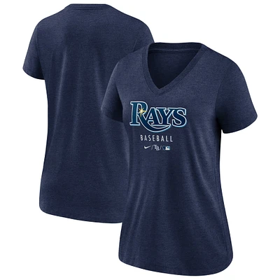 Women's Nike Heather Navy Tampa Bay Rays Authentic Collection Tri-Blend V-Neck T-Shirt