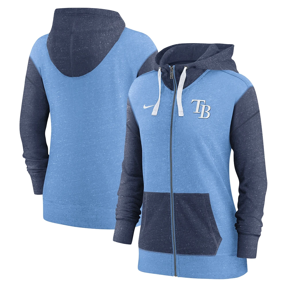 Sweat à capuche entièrement zippé pour femme Nike Tampa Bay Rays bleu clair