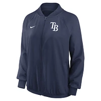 Women's Nike Navy Tampa Bay Rays Authentic Collection Team Raglan Performance Full-Zip Jacket