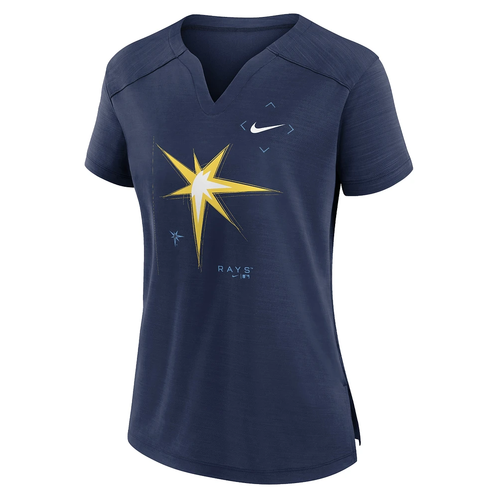 Women's Nike Navy Tampa Bay Rays Pure Pride Boxy Performance Notch Neck T-Shirt