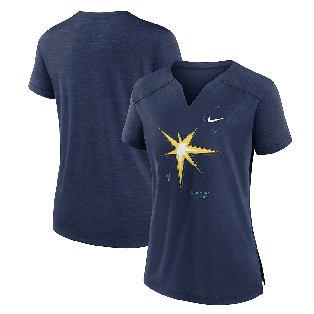 Women's Nike Navy Tampa Bay Rays Pure Pride Boxy Performance Notch Neck T-Shirt