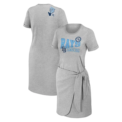 Women's WEAR by Erin Andrews Heather Gray Tampa Bay Rays  Knotted T-Shirt Dress