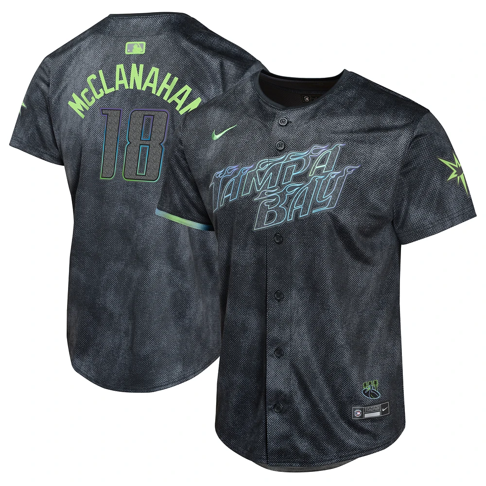 Maillot de joueur Nike Shane McClanahan Charcoal Tampa Bay Rays 2024 City Connect Limited pour jeune