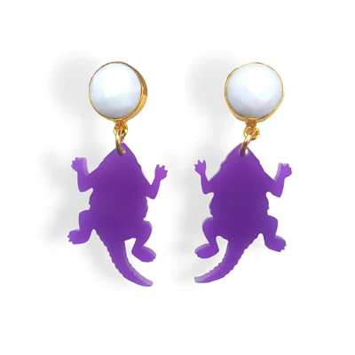 Boucles d'oreilles Brianna Cannon TCU Horned Frogs avec mini logo