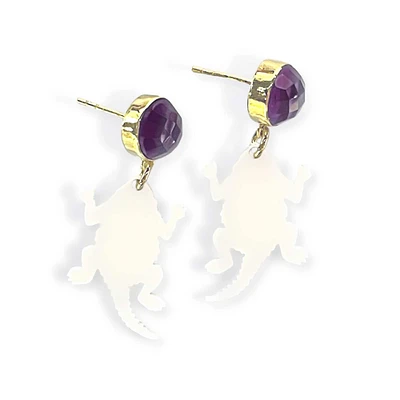Boucles d'oreilles Brianna Cannon TCU Horned Frogs avec mini logo
