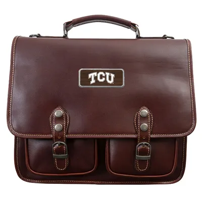 TCU Horned Frogs Logo Plate Sabino Canyon Briefcase - Brown