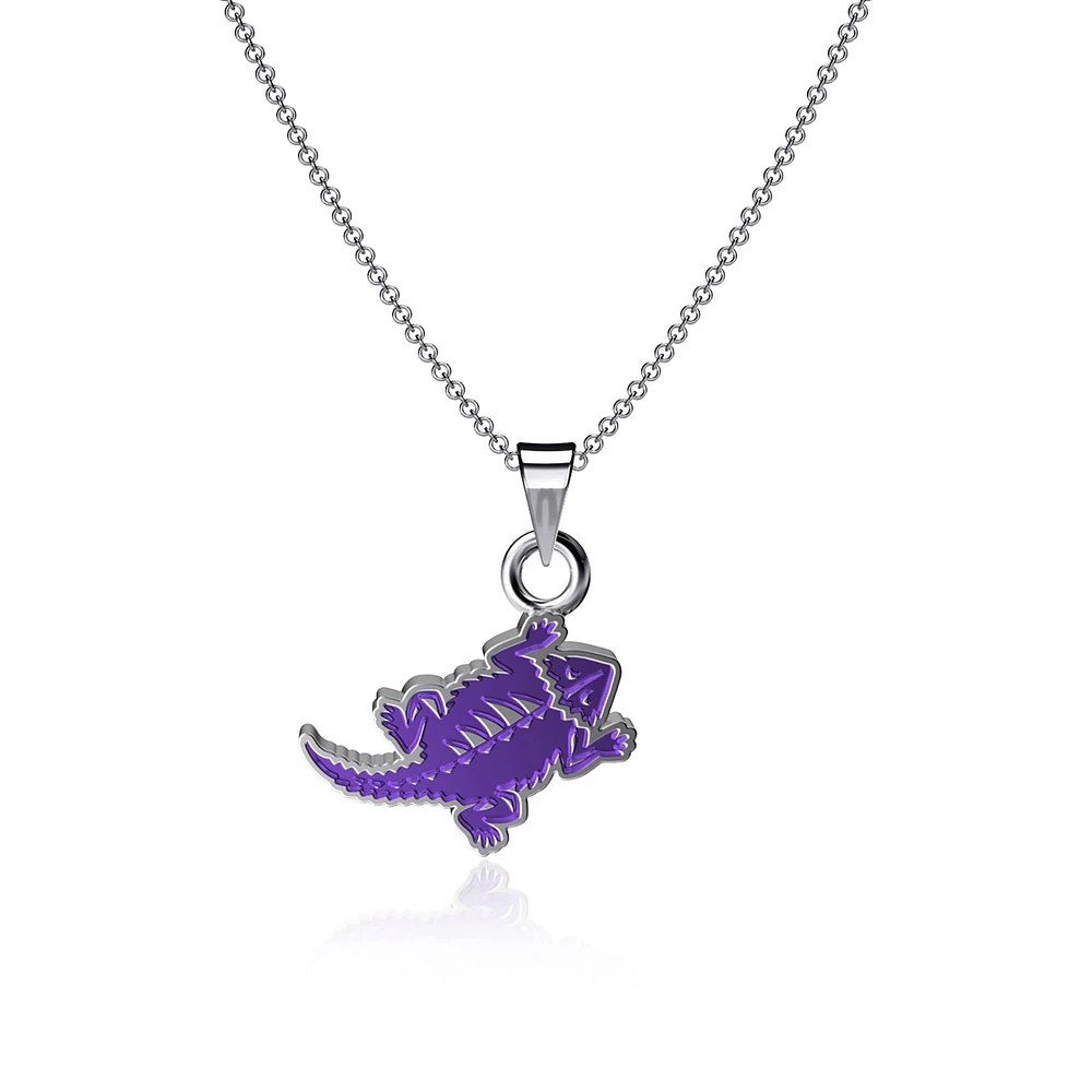 Dayna Designs TCU Horned Frogs Collier avec petit pendentif en émail