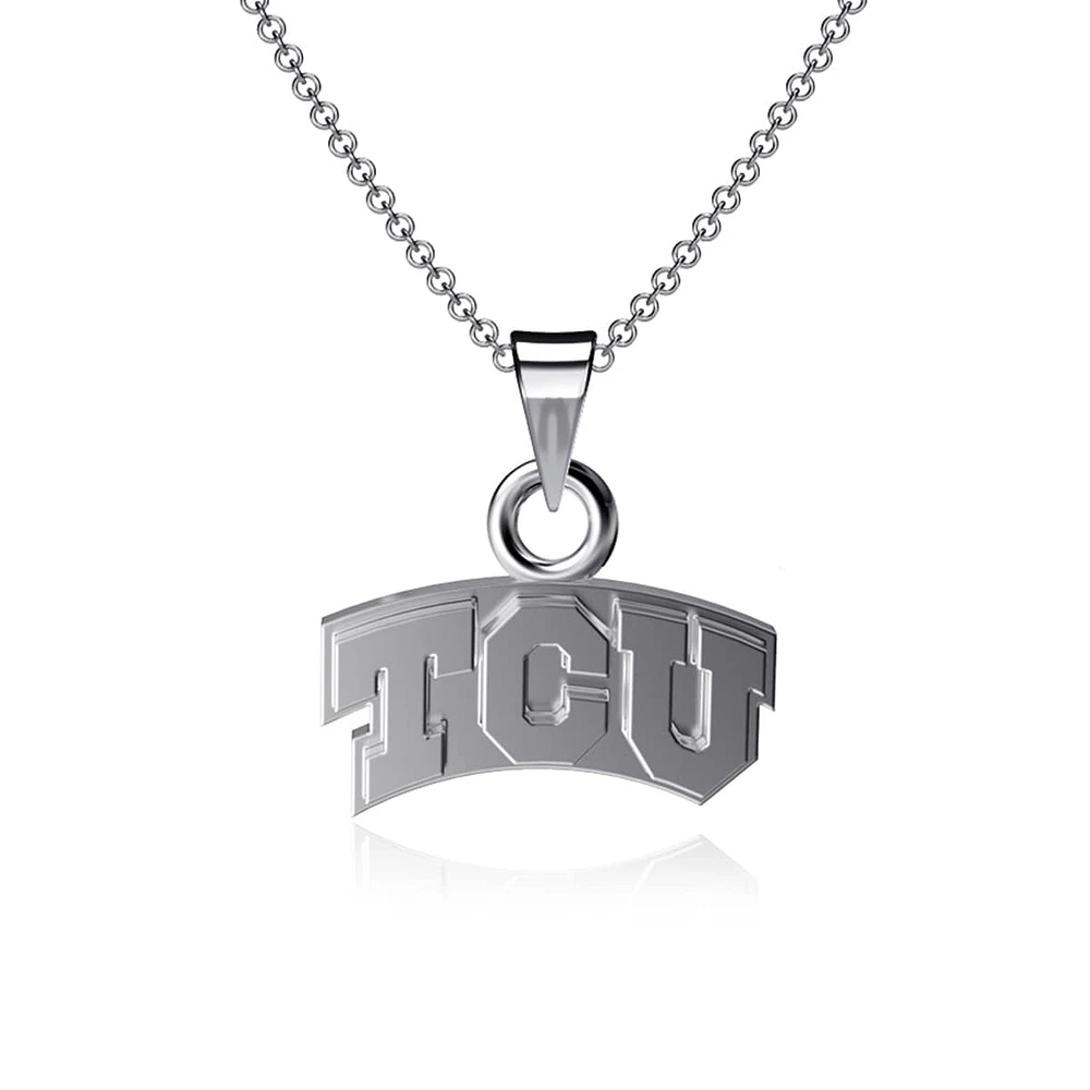 Dayna Designs TCU Horned Frogs Collier avec petit pendentif en argent