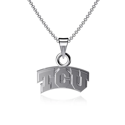 Dayna Designs TCU Horned Frogs Collier avec petit pendentif en argent