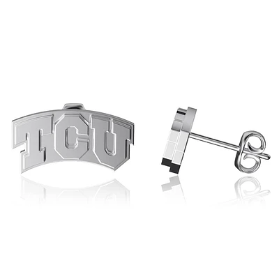 Dayna Designs TCU Horned Frogs Team Logo Silver Post Earrings