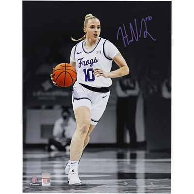 Hailey Van Lith TCU Horned Frogs Autographed 11" x 14" Dribbling Spotlight Photograph