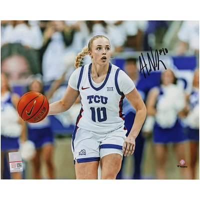 Hailey Van Lith TCU Horned Frogs Autographed 8" x 10" White Jersey Dribbling Photograph