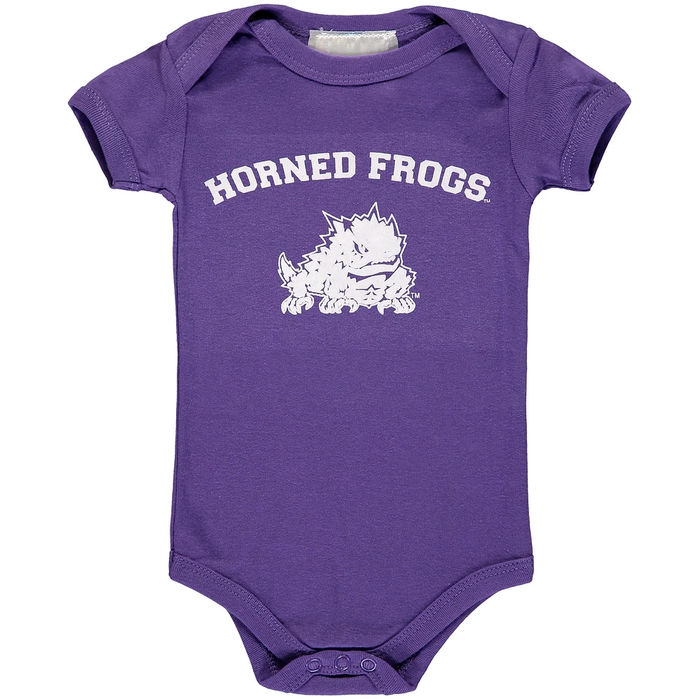 Infant Purple TCU Horned Frogs Arch & Logo Bodysuit