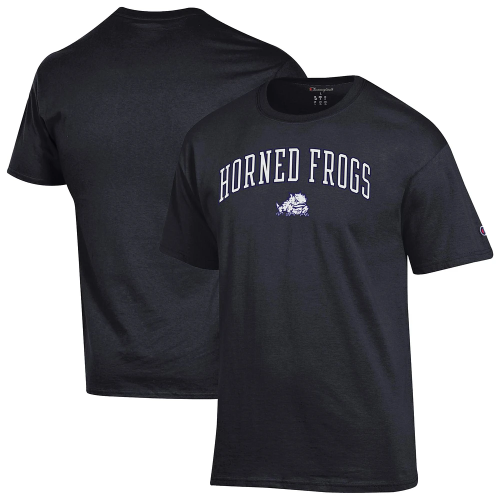 T-shirt noir Champion pour homme avec logo Arch Over des TCU Horned Frogs